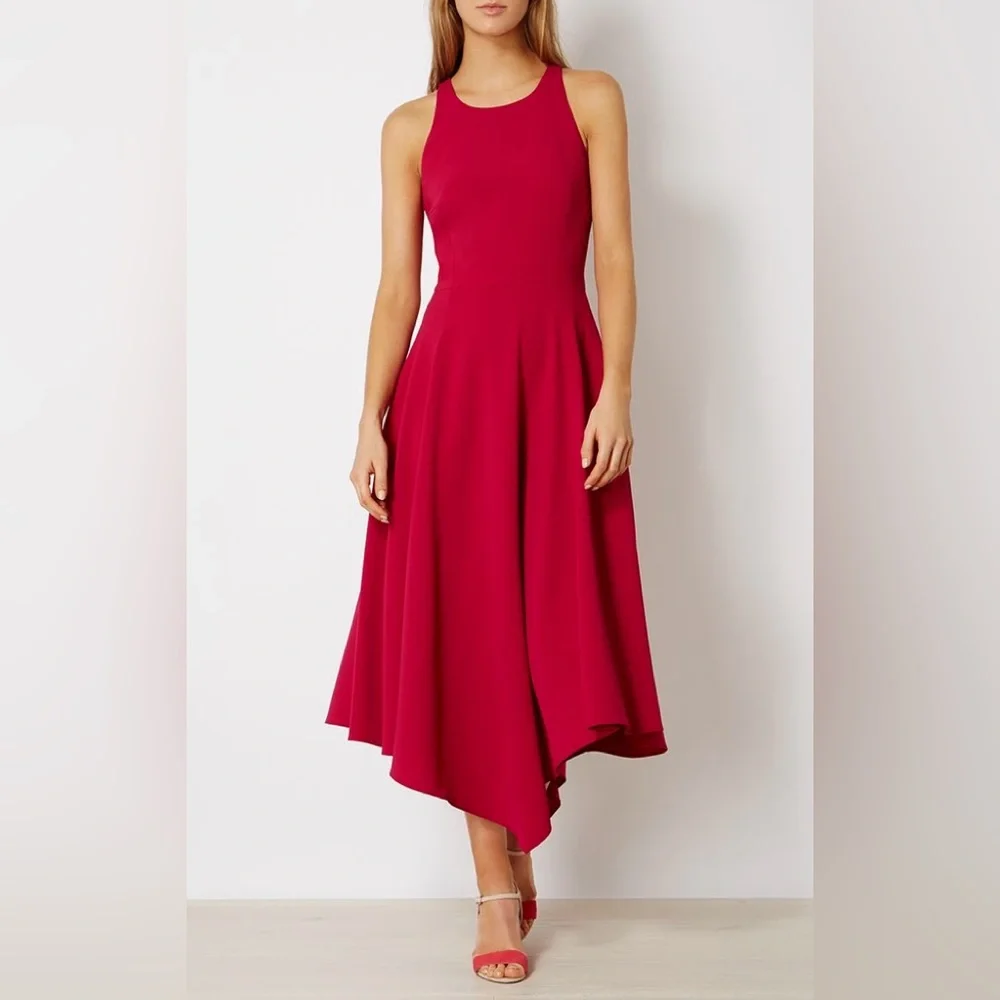 NWT Karen Millen Magenta Fluid Midi Dress UK Size 10 US Size 6 - Picture 1 of 16